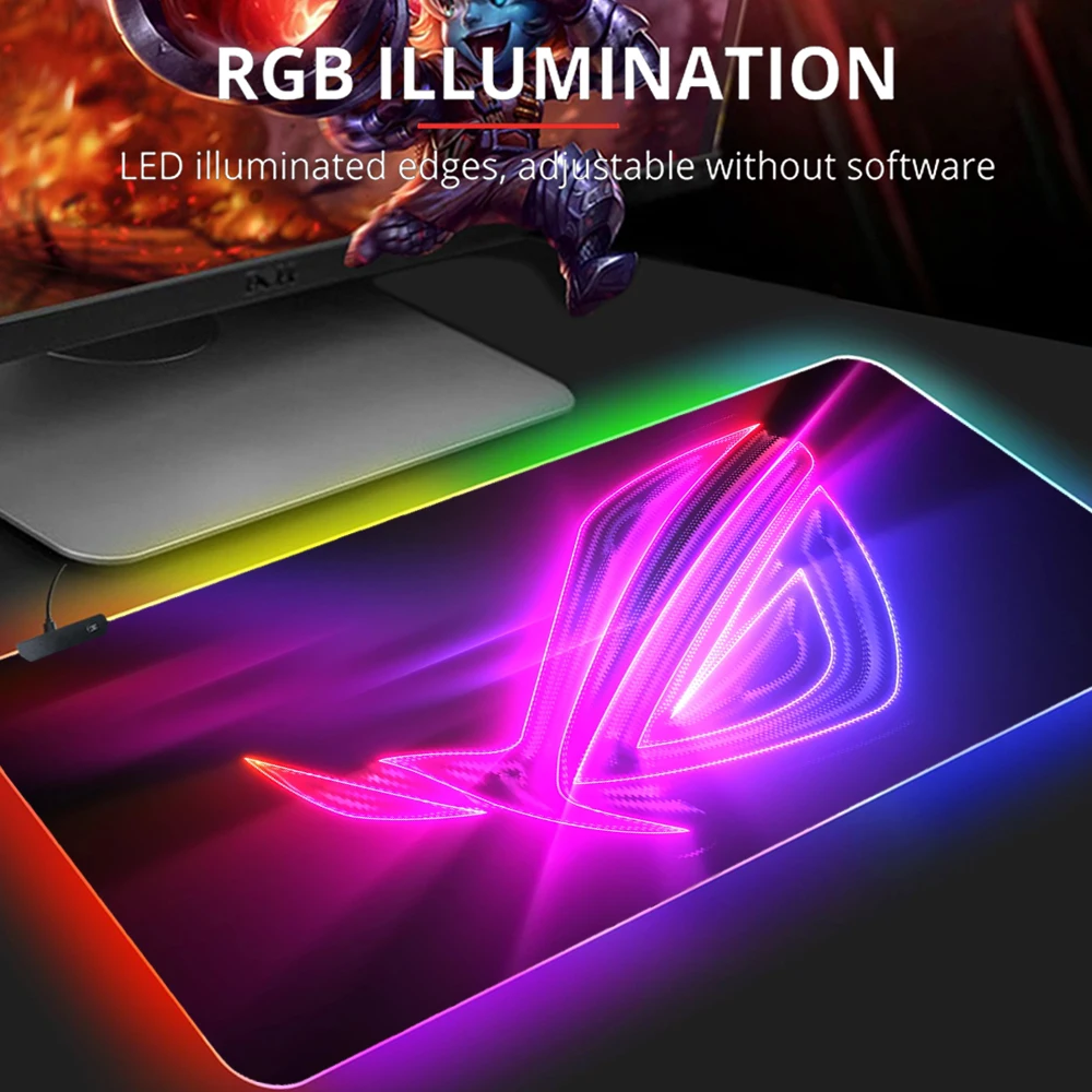 

ROG ASUS Gaming RGB Mouse Pad Gamer Computer Mousepad Backlit Mause Pad Large Mousepad for Rubber Desk Keyboard LED Mice Mat