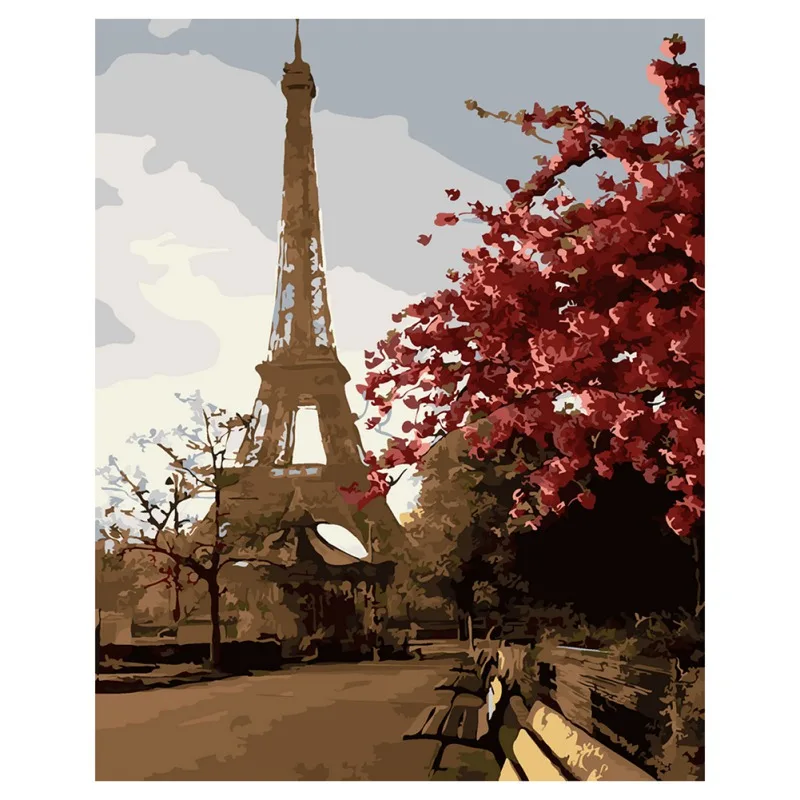 40*50cm Paris Railroad Diy Digital Painting By Number Kit For Adults Kids Wall Art Paintings Home Decoration | Дом и сад