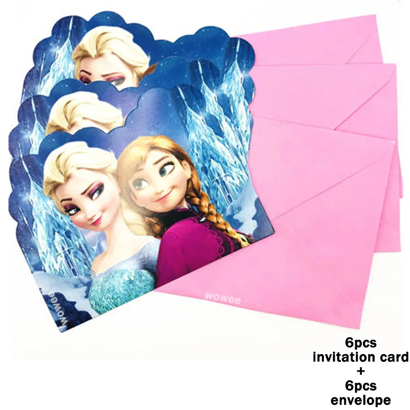 6Card6Envelope 24 шт. Замороженные Анны и Эльзы кекс Топпер для торта «С Днем Рождения» выпечки DIY аксессуары флажки для торта стикер Декор баннерная карточка - Цвет: 6Card6Envelope