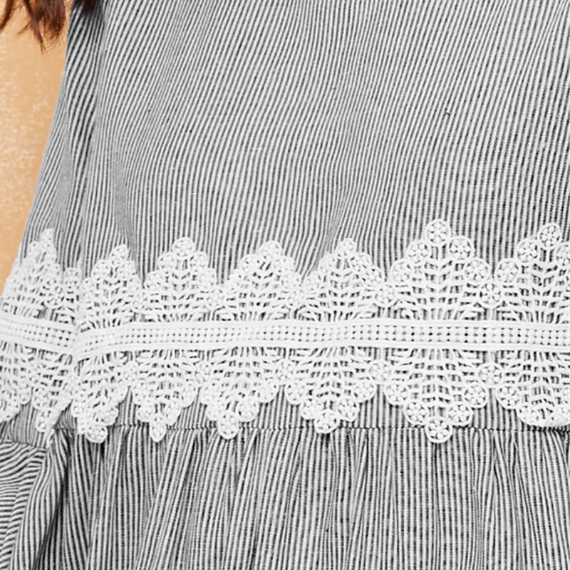 Dotfashion/повседневное кружевное платье с аппликацией, рукав-волан, женское платье, осень, 3/4, рукав А, ТРАПЕЦИЕВИДНОЕ ПЛАТЬЕ, женское платье в полоску с принтом Макси