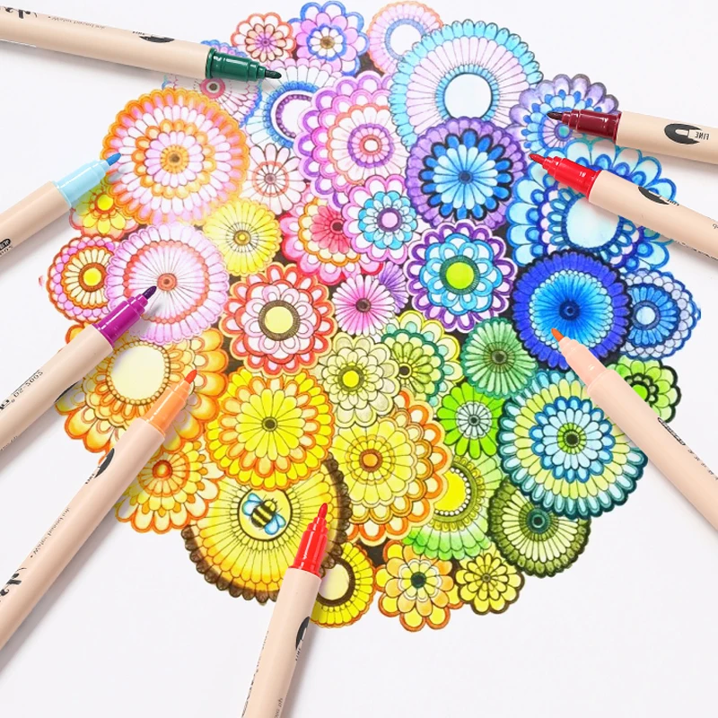 Набор акварельных ручек с кисточкой двусторонних маркеров-кистей для растушевки