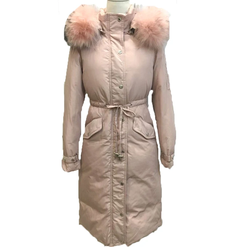 

2021 Slim Elegant Winter Jackets Women Real Fox Fur Hooded Long Jacket Thicken Warm Female Down Parka Doudoune Femme ST152
