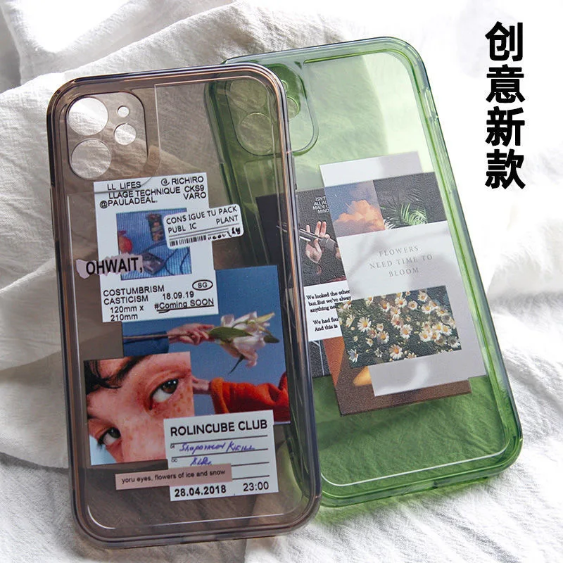 

Europe America Splicing Emerald Soft silicone Phone Case For iPhone 7 8 Plus 12 mini 11 Pro X XS Max XR Transparent Cover Coque