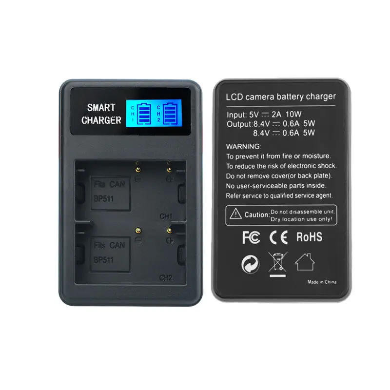 Bp-511/511A Usb ЖК-дисплей двойной порт зарядное устройство для Canon Eos 1000D 450D Kiss F Rebel Xs 18-55Is