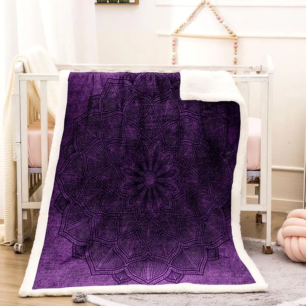 ONGLYP фиолетовый Мандала Boho подстежка на искусственном меху Одеяло удобные Пледы