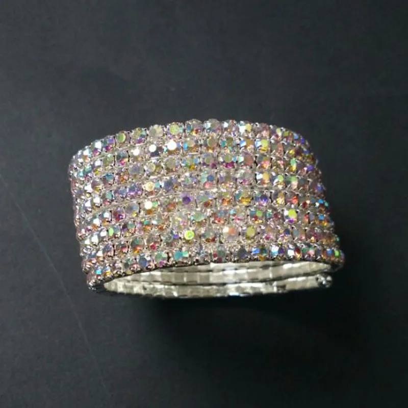 8-row Bangles Pulseiras Bracelet Silver Plated and Gold Color Crystal Rhinestone Spiral Bracelets Amp for Women | Украшения и
