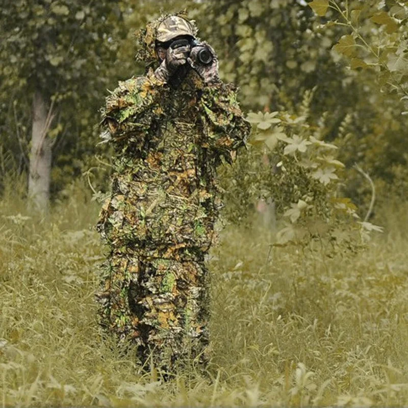Охотничий костюм Ghillie камуфляжный с 3D бионический камуфляж листьями джунглями
