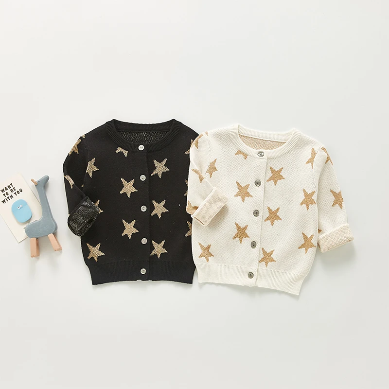 

Baby Knitted Jackets for Autumn and Winter Star Pattern Girls Boys Knitwear Children Outerwear