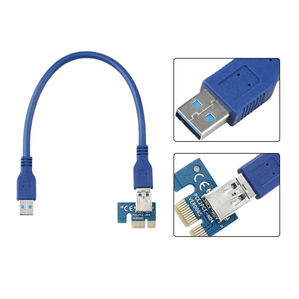 

Graphics Card PCI-E1x To 16x Extension Cable 6PIN Power Supply Board 60m USB3.0 Desktop Expansion Card