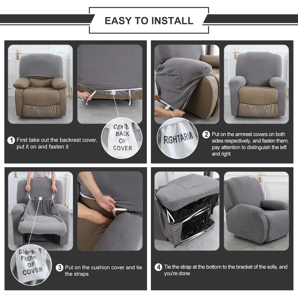 4 Separate Piece Recliner Chair Cover Stretch Sofa Thick Soft Slipcover for Living Room Couch Armchair | Дом и сад