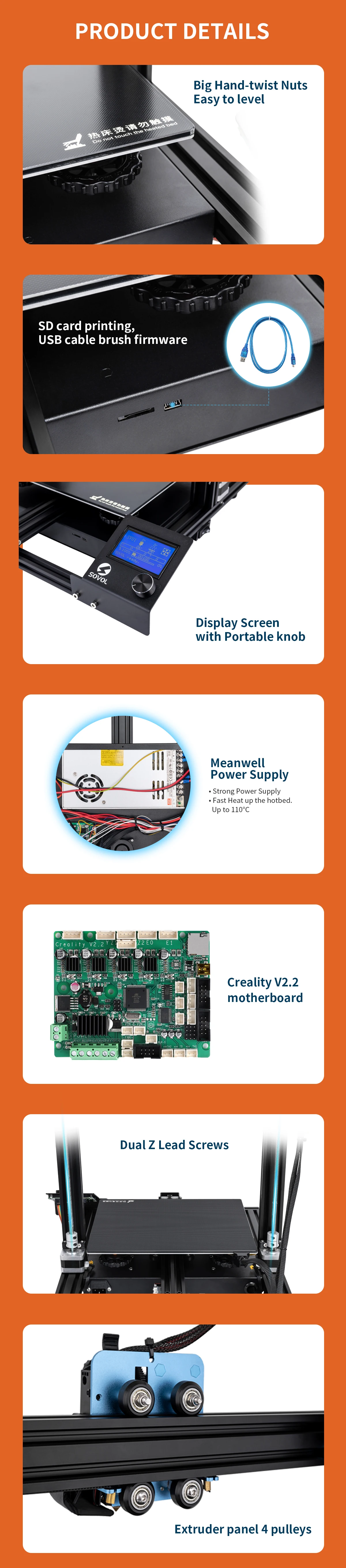 Newest 3D Printer Sovol SV01 Direct Drive Extruder Large Print Size 280*240*300mm Meanwell Power Supply Tempered Glass Bed
