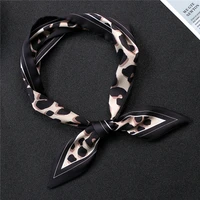 leopard print women silk scarf neck hair band skinny print lady bag ribbon tie headband accessories foulard small scarves