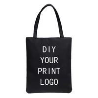 diy logo print shopping bags women casual shopper shoulder bag customized fashion large capacity custom made canvas bag