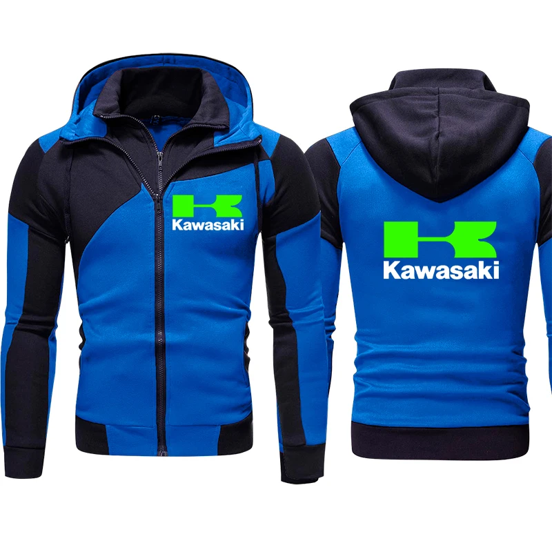 

2021 Autumn Winter New Kawasaki Green Logo Print Zipper Hoodie Harajuku Sweatshirt Mens Outdoor Sportswear Running Men Clothing