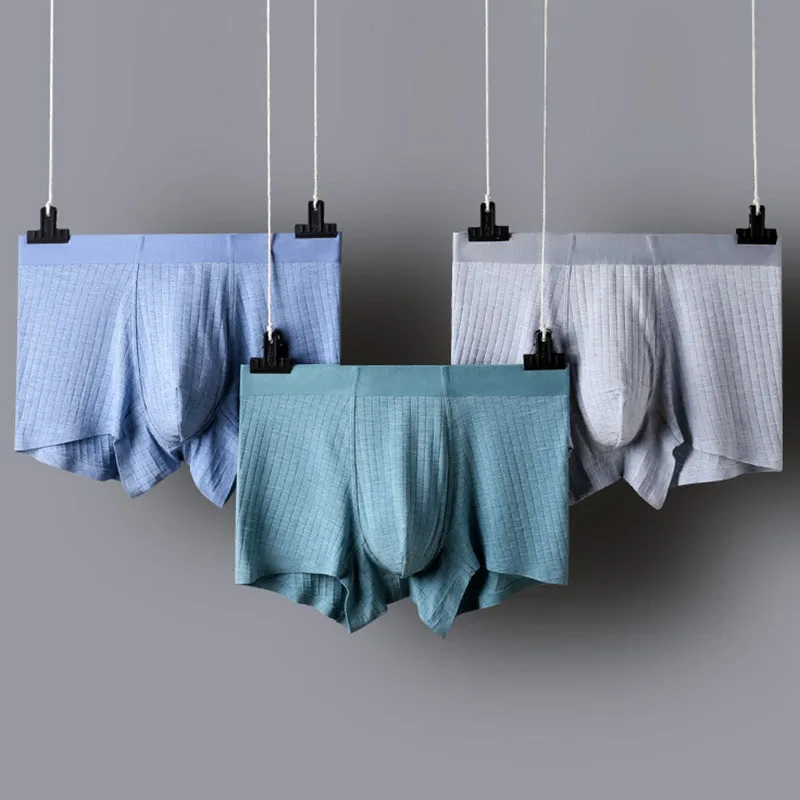 Модные мягкие дышащие боксеры в клетку из ледяного шелка с принтом для молодых