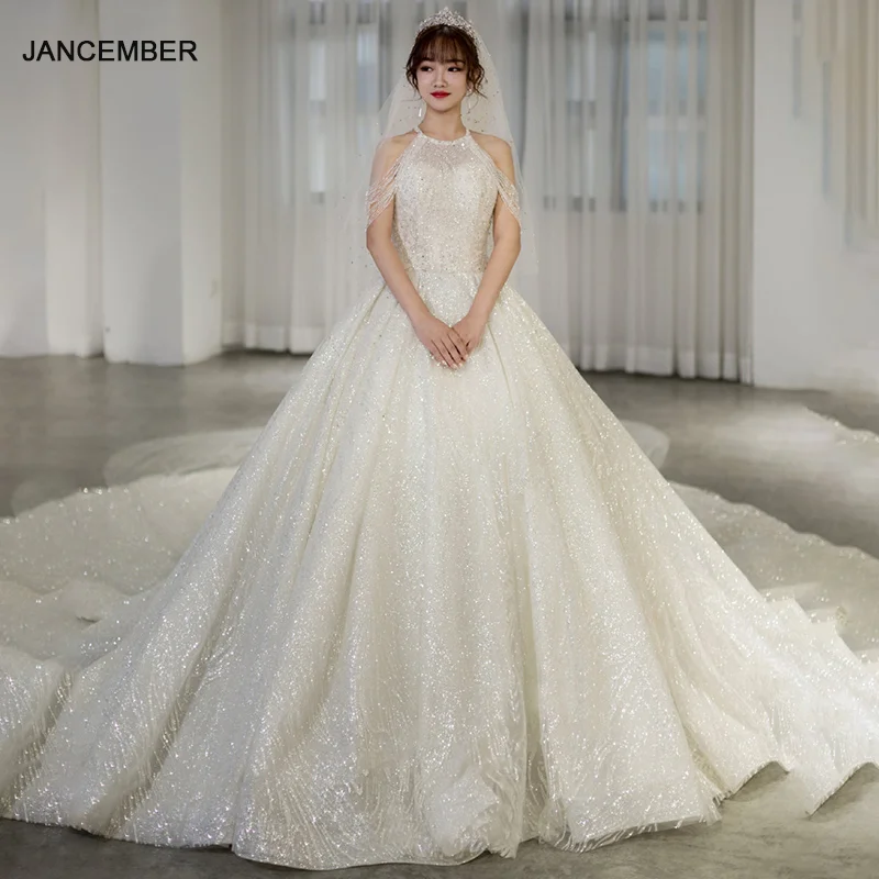 

HTL1620 очаровательный глубокий топ с большими кусочками расшитых блестками жемчужин, белое свадебное платье 2020