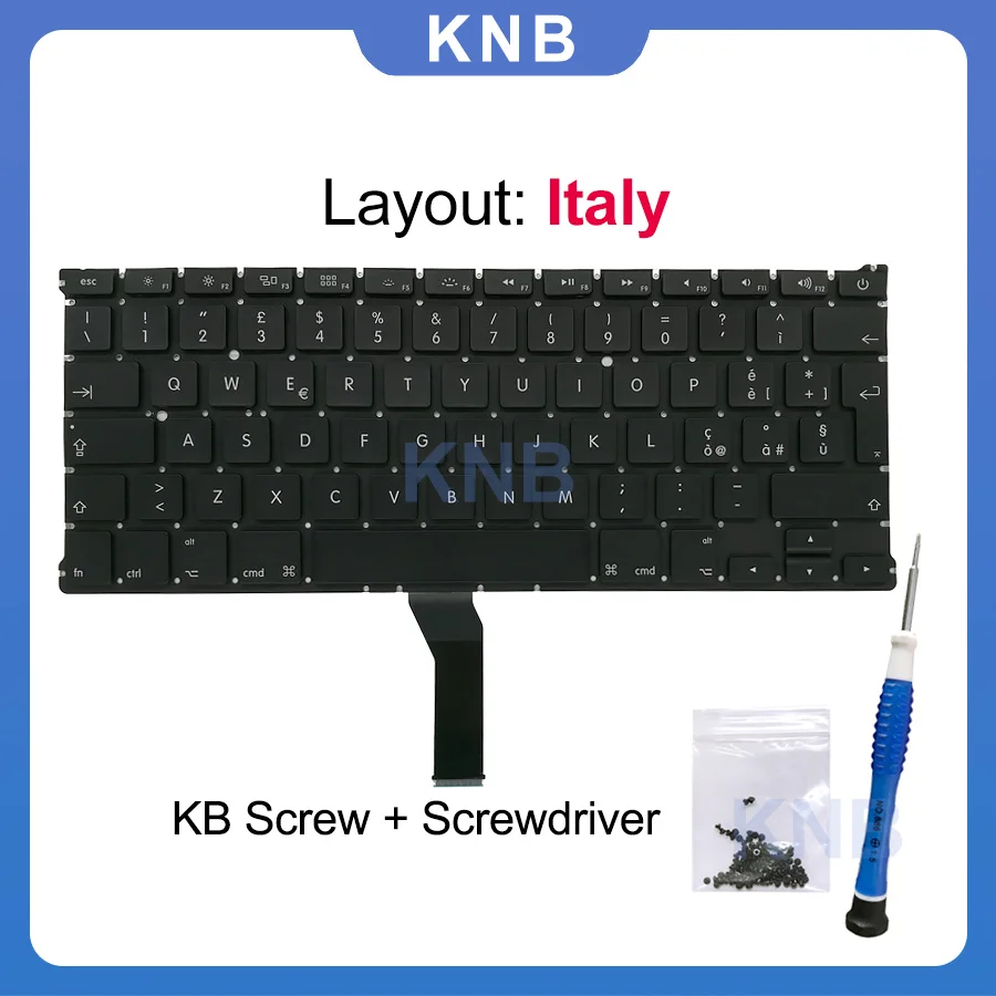 

Итальянская клавиатура A1466 IT для ноутбука Macbook Air 13 дюймов, A1369 A1466, итальянская сменная клавиатура с винтами с подсветкой 2011-2017