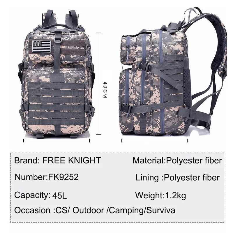 Тактический рюкзак Assalt 45l военные рюкзаки Штурмовые уличные 3P EDC CS Pack спортивные
