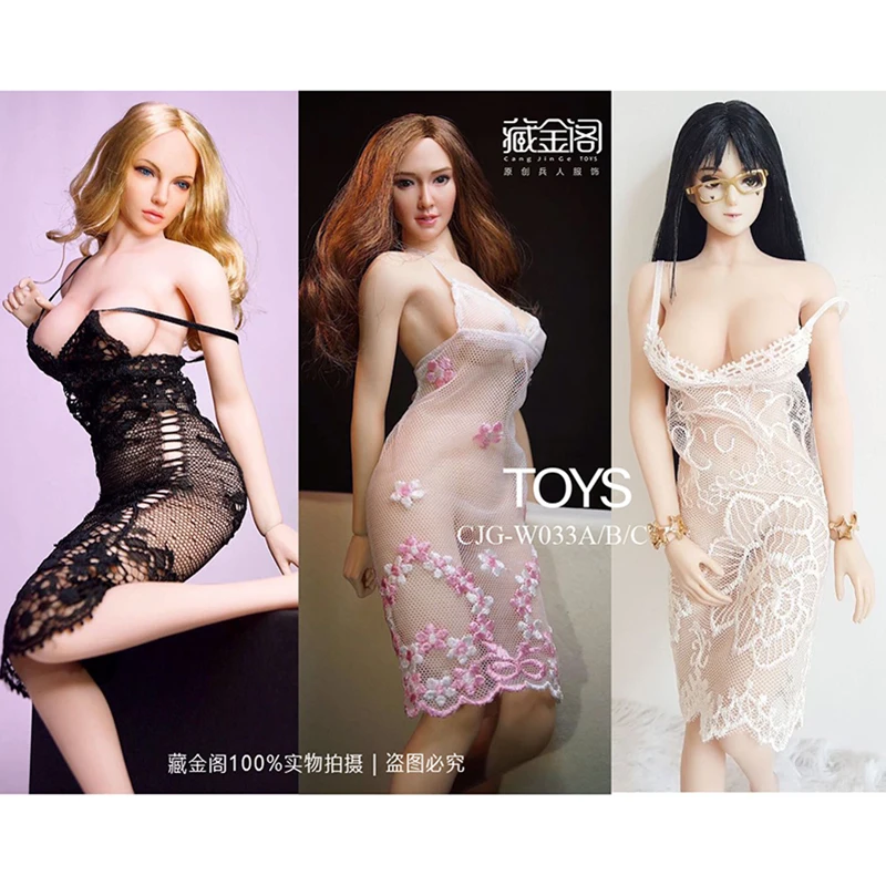 

1:6PH UD JO female soldier black white pink sexy lace dress nightdress CJG-W033 in stock