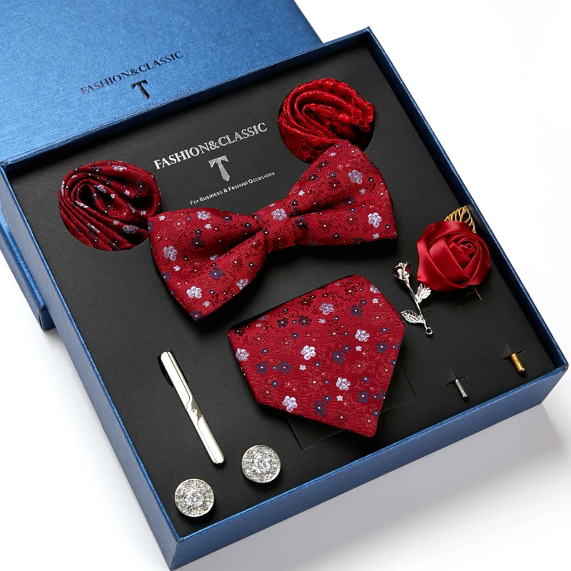 

Прямая поставка высококачественный 7,5 см 100% шелк подарок на день рождения галстук накидка карманные квадраты набор запонок галстук коробка...