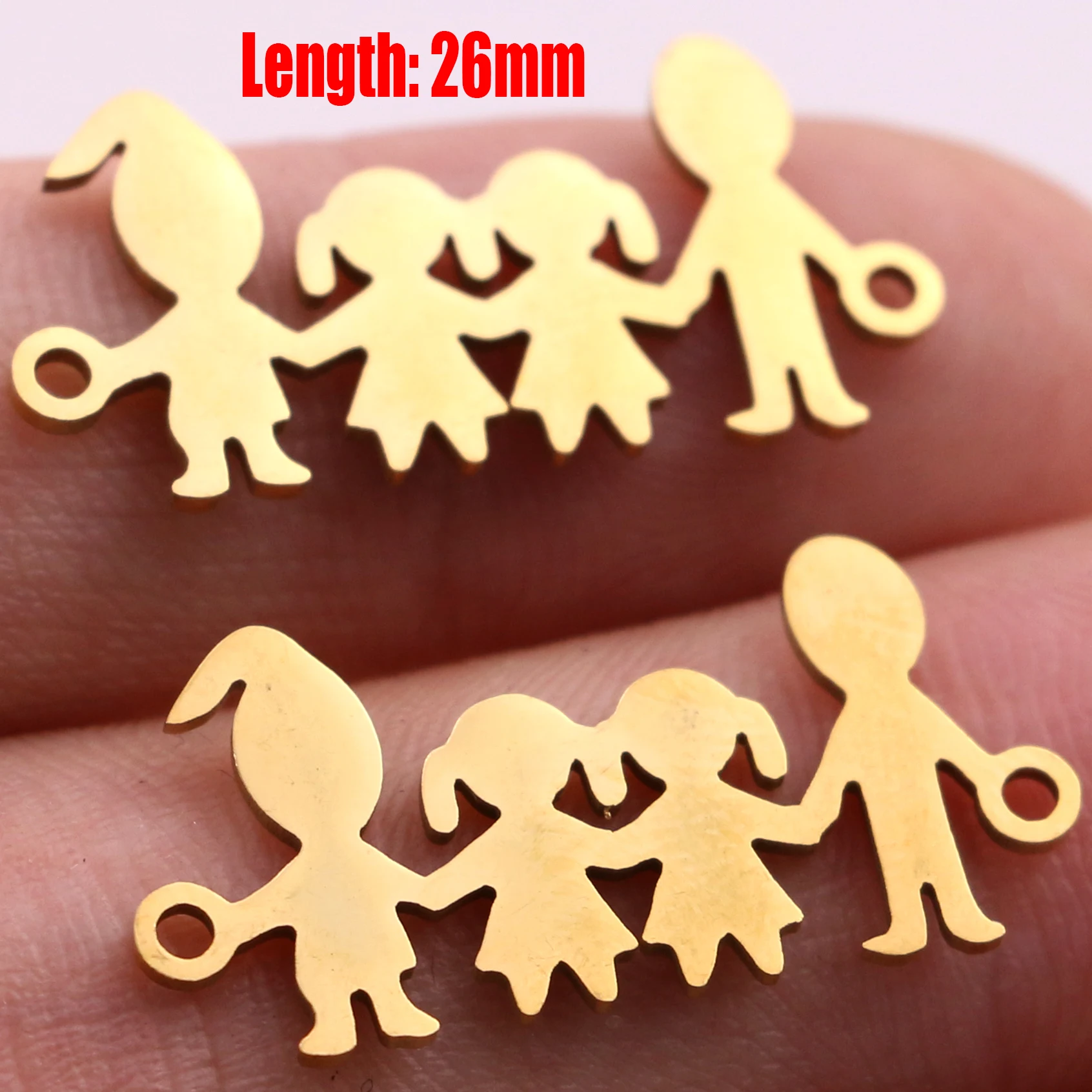 5pcs Family Chain Stainless Steel Pendant Necklace Parents and Children Necklaces Gold/steel Jewelry Gift for Mom Dad New Twice - Цвет: Gold 27