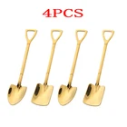 Ложка для кофе в стиле ретро 304 из нержавеющей стали, 4 шт., ложка для крема, лед, креативная чайная ложка, модная посуда, кухонный набор золотого цвета