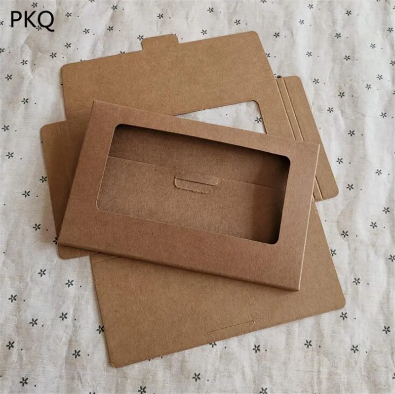 50 шт. винтажная чистая крафт-бумага коробка с окном DIY Многофункциональный Конверт коробка для открыток поздравительных открыток упаковочные коробки