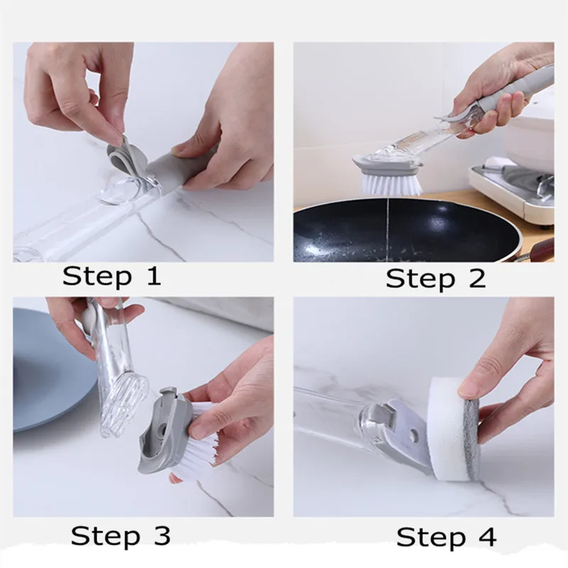 Чистящая щетка Скраб для мытья посуды кухонная губка жидкости двойного