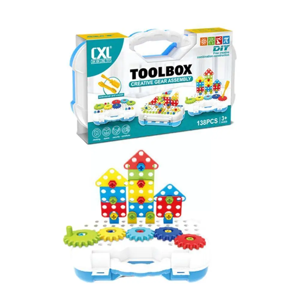 

Children Twist The Screws To Assemble The Toy Boy Toy Assembly Electric Drill Box Gear Tool Disassembly Electric Car Hands- T4O4