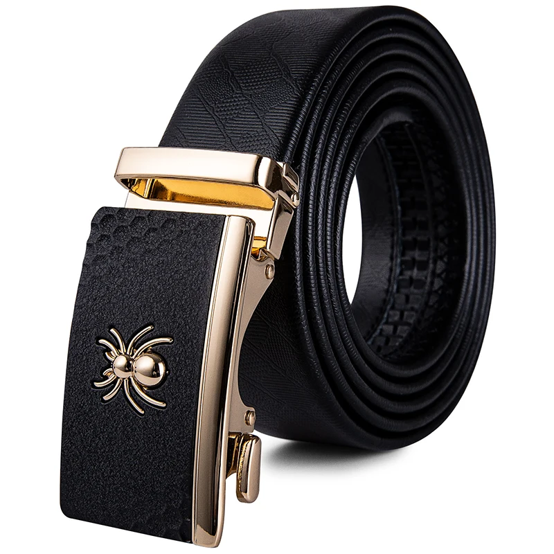 

DiBanGu Famous Brand Box Belt Men Gift High Quality Cowhide Genuine Leather Men's Belt Fashion Gold Buckle Design Belt Automatic