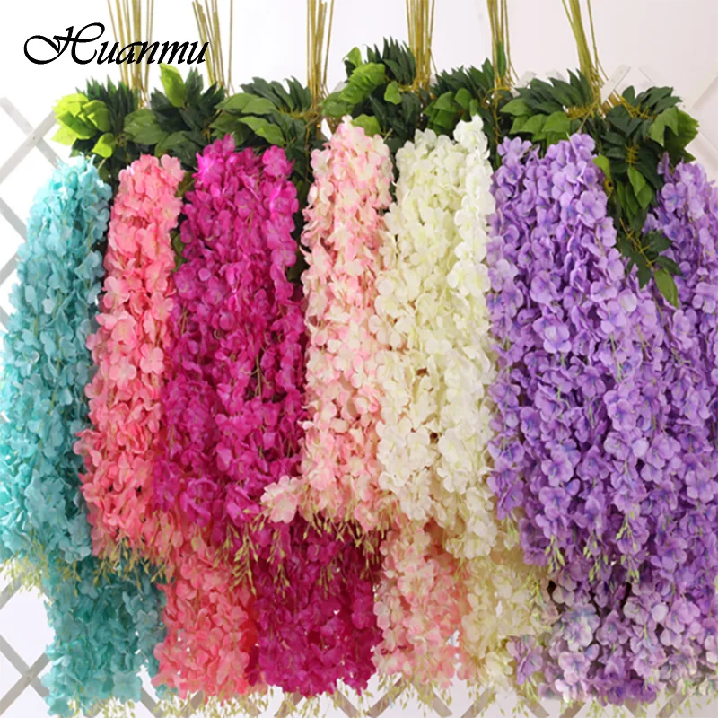 

12Pcs 110CM Wisteria Artificial Flower Wreath Hanging On The Wedding Garden Outdoor Greening DIY Party Home Garden Decoration