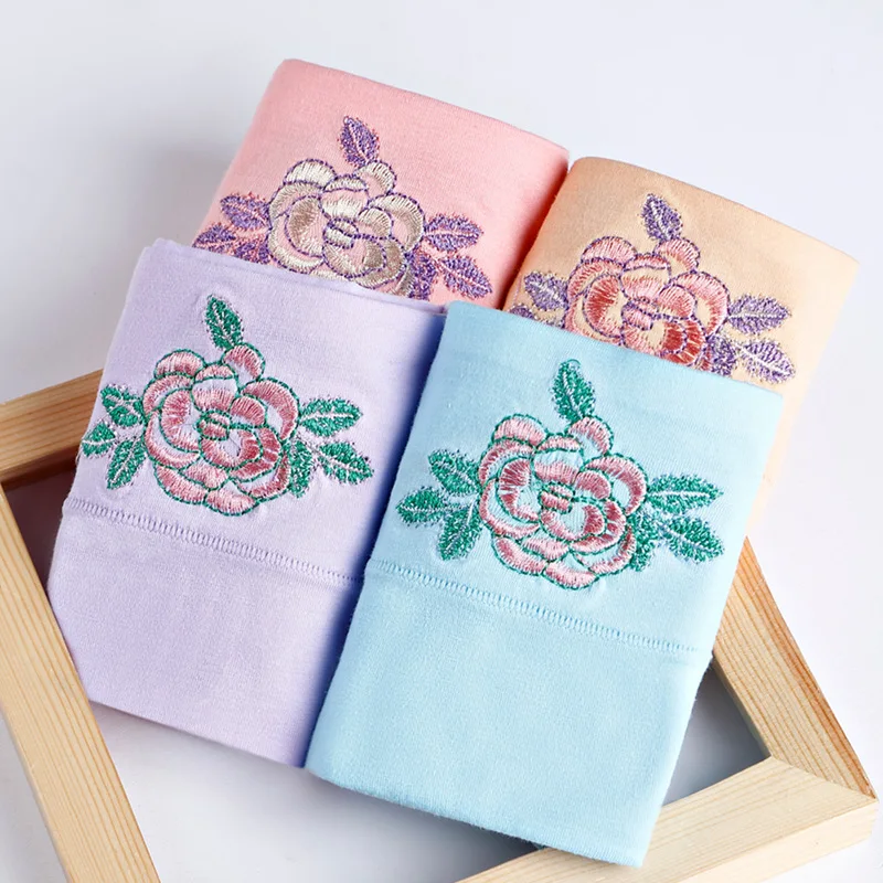 

1pc New Embroidered Ladies Underwear Waist Cotton Large Size Belly Briefs