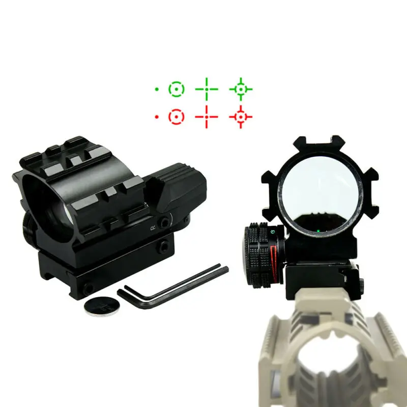 

Tactical Holographic 4 Reticles Projected Red Green Dot Reflex Sight 20mm Rail