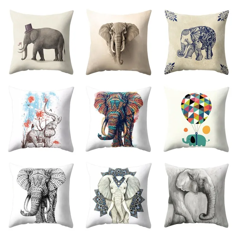 

Наволочка для подушки с милым рисунком животных, наволочка из полиэстера с принтом слонов из мультфильмов, декоративная наволочка для дома...