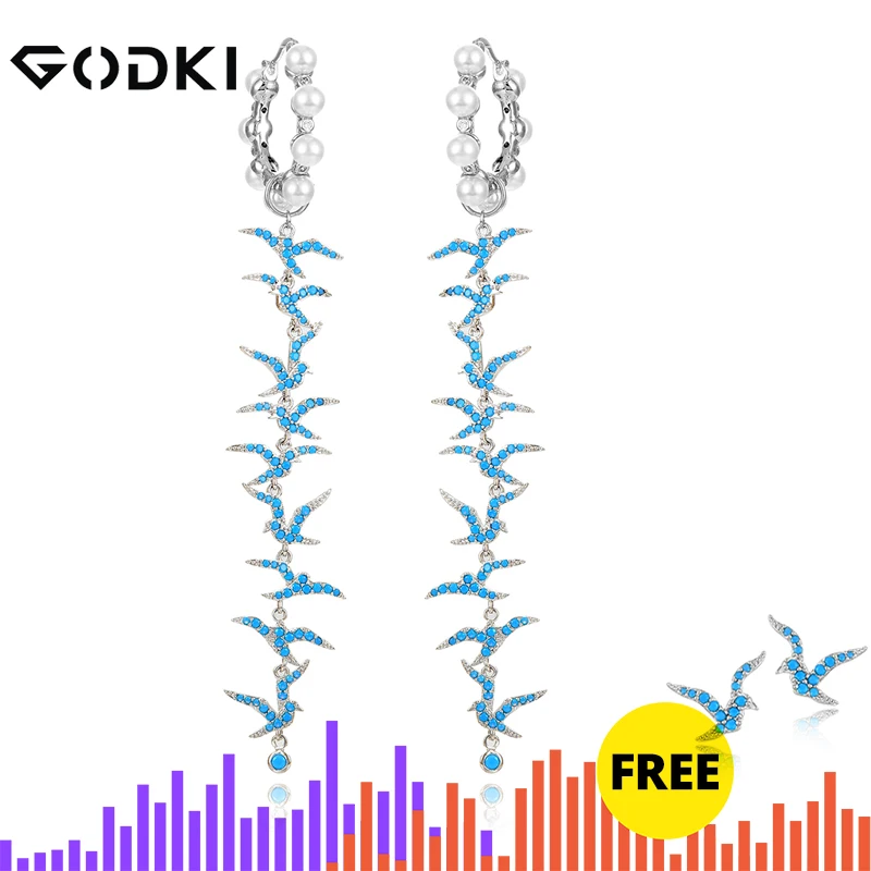 GODKI корейские трендовые серьги с искусственным жемчугом для женщин богемные