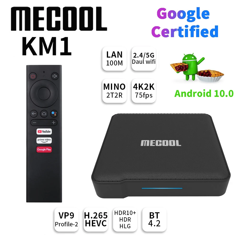 

Mecool KM1 Smart TV Box Andriod 10 4GB 64GB Amlogic S905X3 2.4G 5G Wifi 3D 4K Media Player Google CertificatioN ATV Set top Box