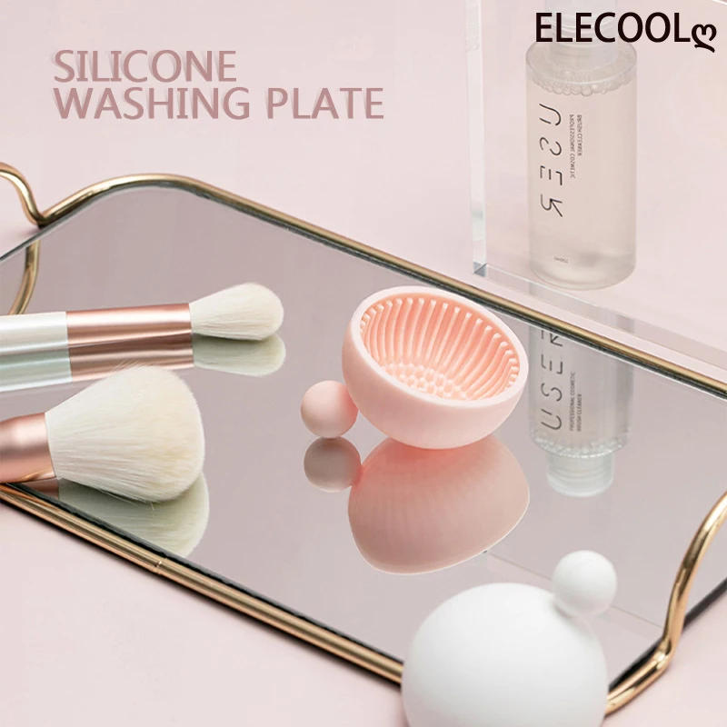 

ELECOOL Foundation Makeup Brush Scrubber Board Silicone Brush Cleaner Pad Make Up Washing Brush Gel Cleaning Mat Hand Tool