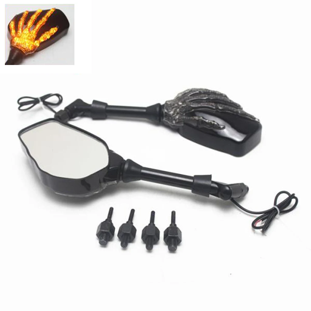 1 пара универсальные боковые зеркала заднего вида с черепом для мотоцикла 8 мм 10