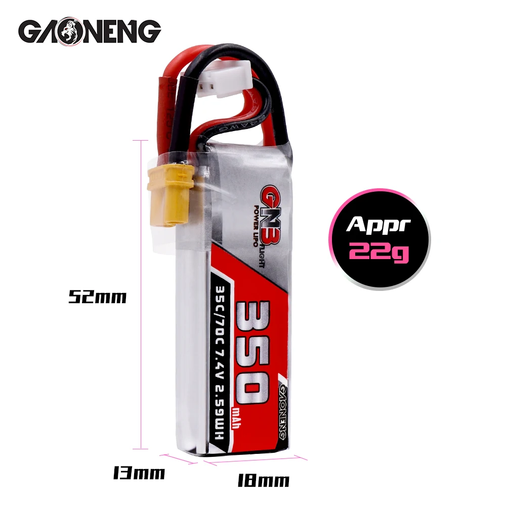 4 шт. Gaoneng 350 мАч 7 В 35C/70C 2S Lipo батарея с разъемом XT30 для Beta75X ESKY DLG1000 F300BL DTS130 Tiny Whoop Drone