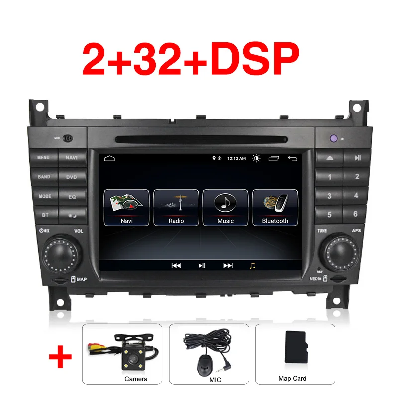 add camera Android 9 четырехъядерный HD Автомобильный dvd-плеер с экраном gps для Benz C Class W203 2004-2007 c200 CLK W209 16G карта - Цвет: add camera