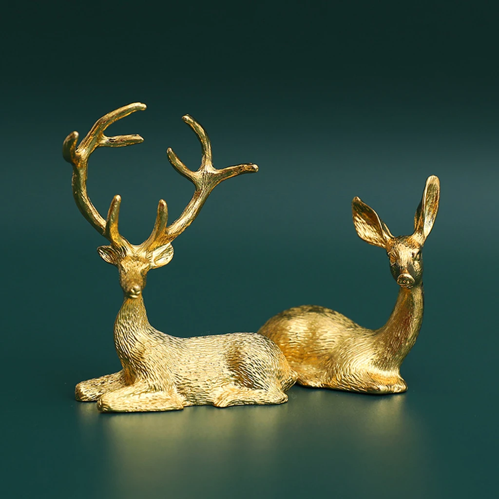 

2x Reindeer Statue Modern Animal Deer Lover Sculpture Bookcase Figurine