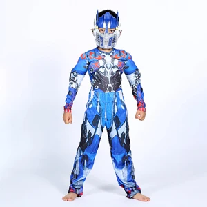Optimus Prime Костюм на Хэллоуин для мальчика, костюм из фильма Шмель для детей, косплей, Оптимус мускул Прайм, комбинезон Шмель, маска супергероя, ребенок - Цвет: Optimus Prime