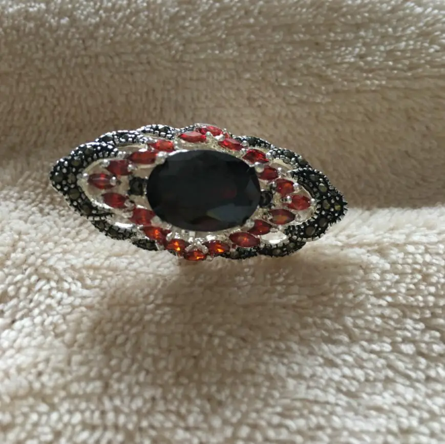 Модные украшения хорошее кольцо Pretty Art 12X24 мм стерлинговое красное с марказитом