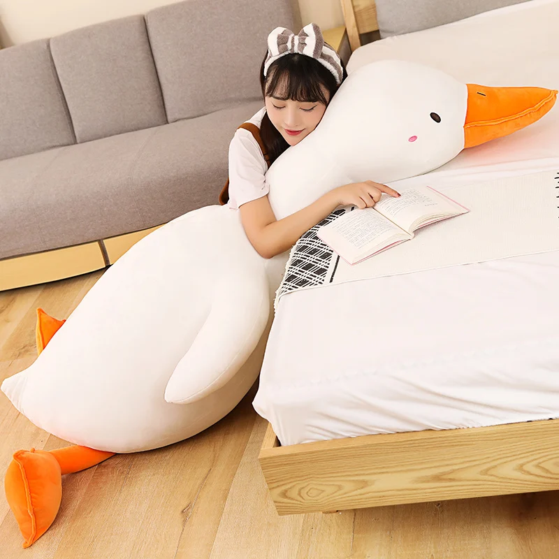 

70-140CM Gaint Simulation Big Duck Plush Toy Huggable Long Pillow Soft Stuffed Big Goose Cuddly Swan Doll for Kid Birthday Gift