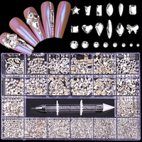 misscheering 600 pc large and 2500 pcs small nail accessories for art decoration fashion box nails rhinestone for diy manicure