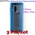 3 шт.лот для Motorola One Vision 6,3 дюйма, 3D Нескользящая прозрачная углеволоконная Защитная пленка для задней панели, защитная наклейка