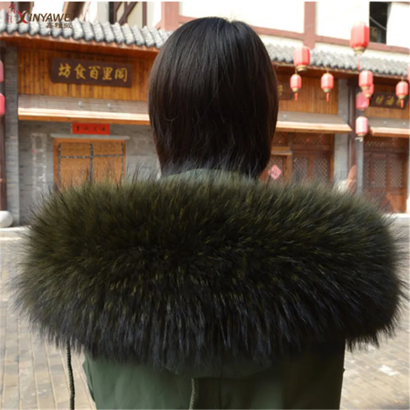 Natural Fur Collar 100% Real Raccoon Scarf For Men Women Children Parkas Coats Male Skins Necklaces Black 70 75 cm. |
