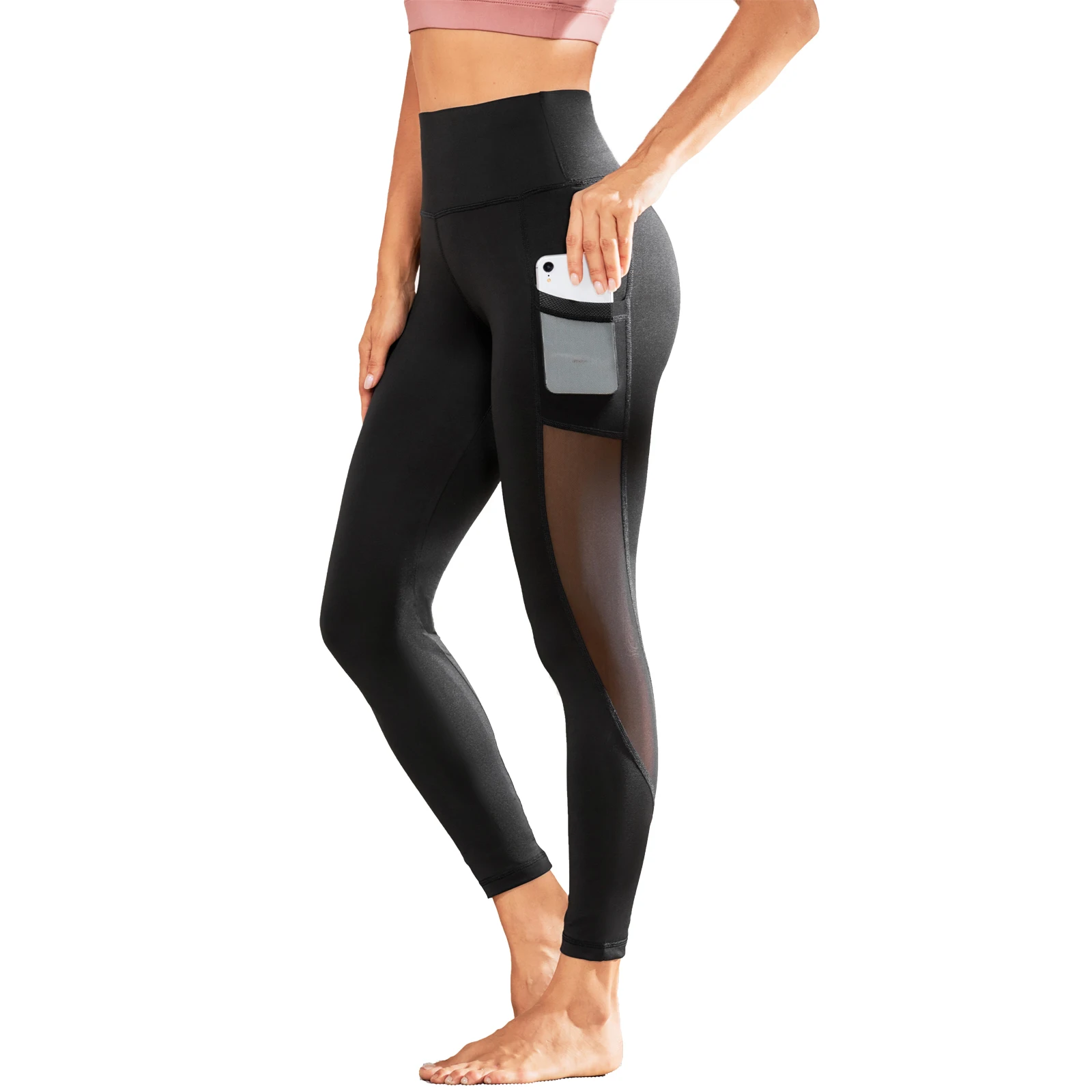 

High waist sports Mesh legging with pocket for women fashion new Girls workout stretch Yoga pants plus size Elastic leggings