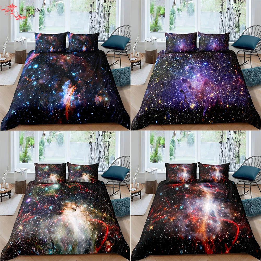

3D Galaxy постельное бельё один двойной Twin Queen 2/3 шт. комплекты постельного белья одеяло покрывало космического пространства тематические покры...