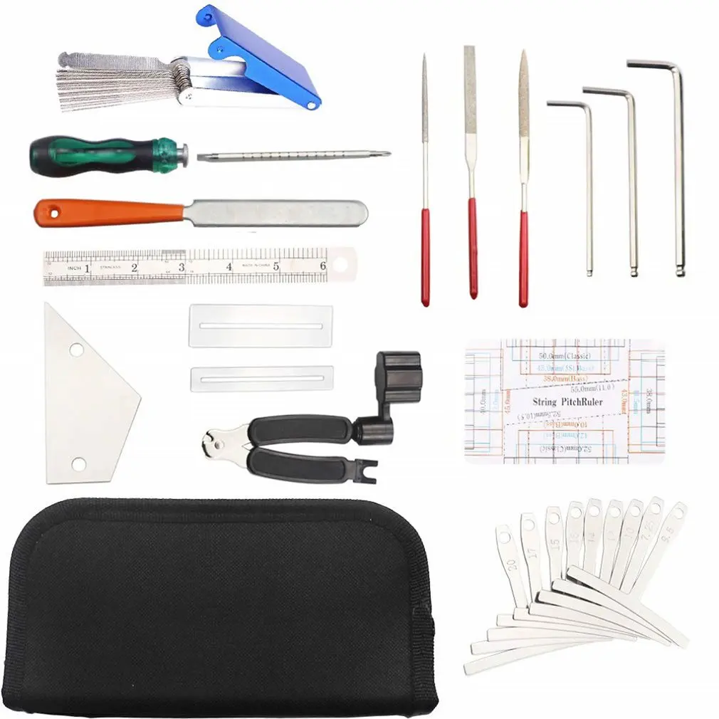 

Guitar Tool Kit Repair Maintenance Tools Chain Organizer String Action Ruler Gauge Measuring Tool Hex Wrench Set Files End